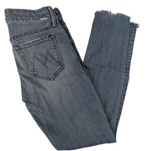 Mother Looker Ankle Fray Jeans‎ Tourist Trap Blue Skinny Button Fly Size 25